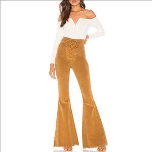 SMYM Cam Cam Lace Up Corduroy Tan Bell Bottoms